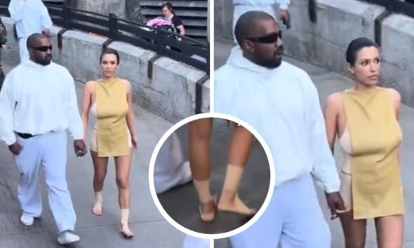 News Update: Bianca Censori walks about Disneyland with bandages wrapped around her feet, leaving her shoes behind. She is photographed with Kanye West. As she is seen strolling with bandages on her feet in Disneyland with Kanye West, Bianca Censori takes off her shoes...